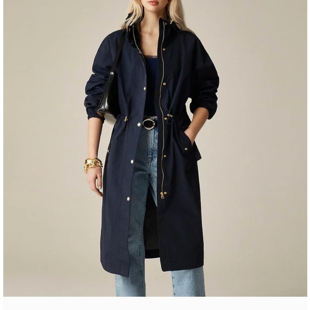 J Crew Perfect Rain Coat M NWOT Navy Blue Jacket Anorak CF702